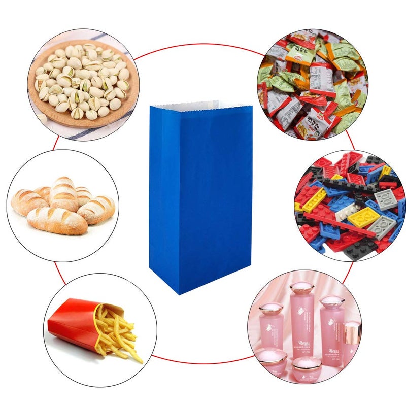 KEYYOOMY 100 CT Small Royal Blue Paper Bags Navy Blue Party Goodie Bags Party Favor Bag Paper Lunch Bag (100 CT, 3.1 X 5.1 X 9.4 In) - Image 3